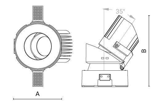 Recessed ceiling downlight for interior lighting, trimless and with adjustable optic