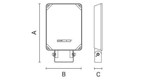 Scheinwerfer ECO1 - Dimensionen