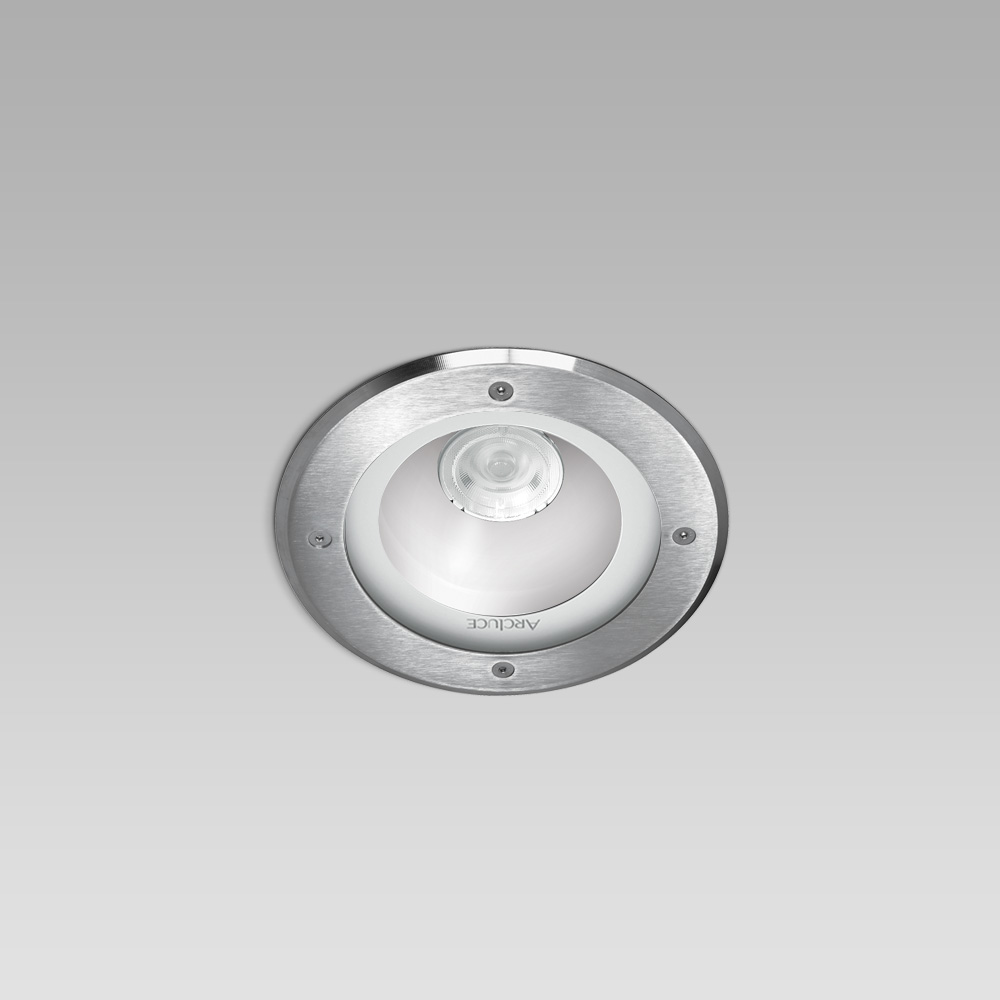 Recessed ceiling downlight with high protection degree for outdoor lighting, in aluminium and stainless steel