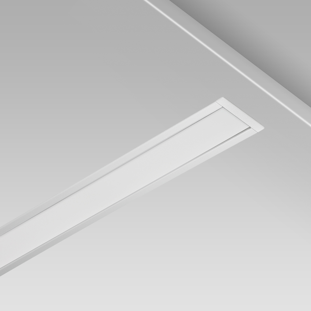Recessed ceiling downlight for indoor lighting with a linear design, minimalist and sophisticated, with Comfort optic
