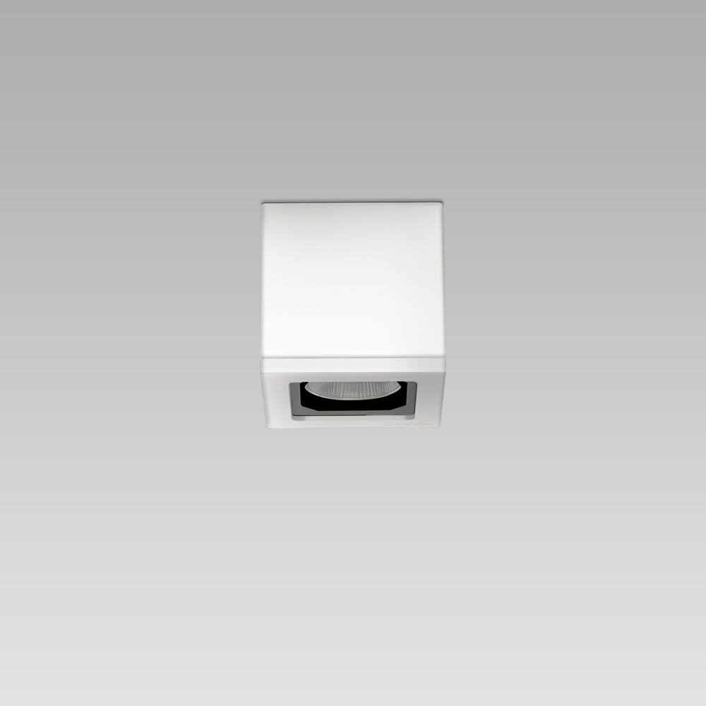 Ceiling mounted luminaire with an essential and elegant design for architectural lighting