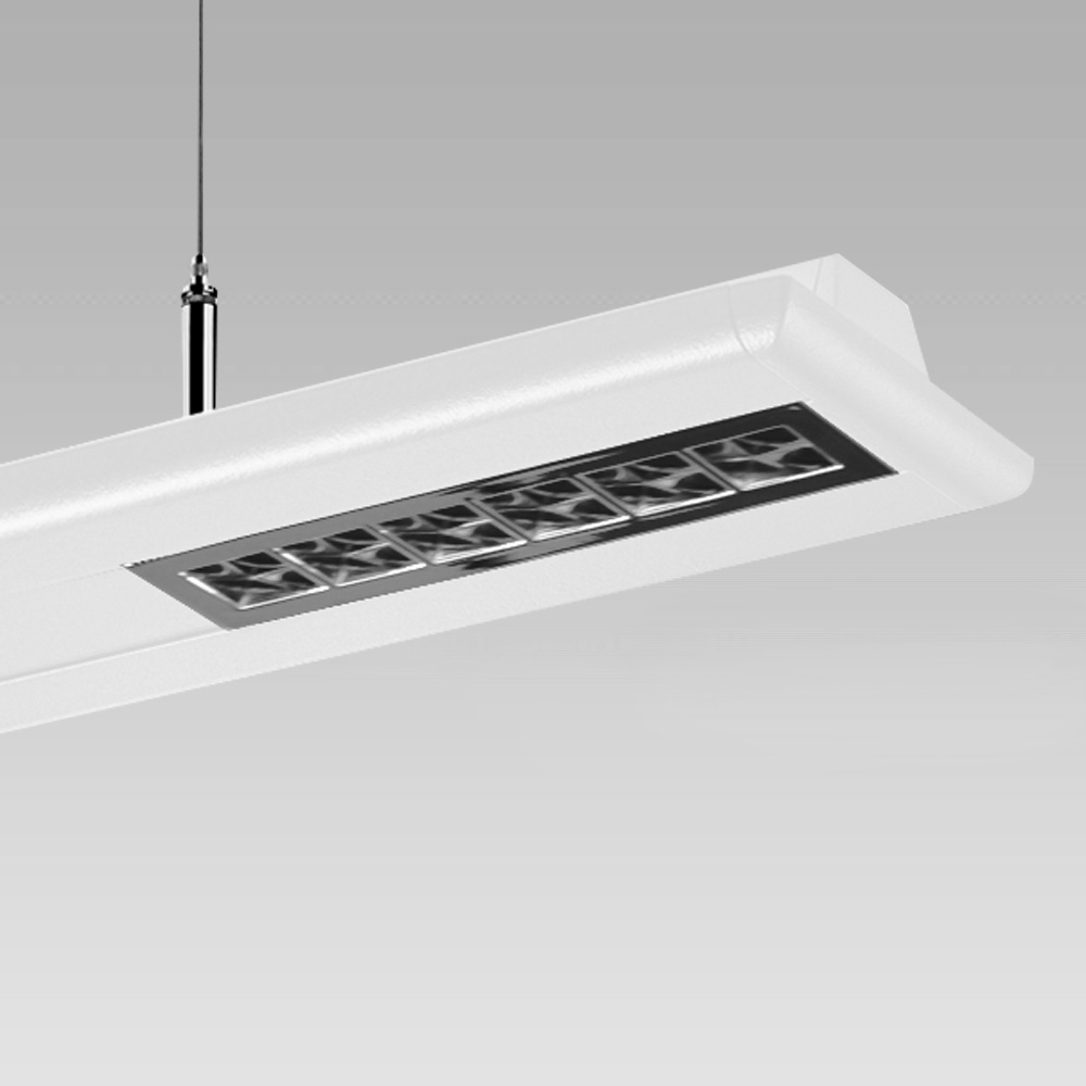 Pendant luminaire featuring elegant design and direct/indirect light optic