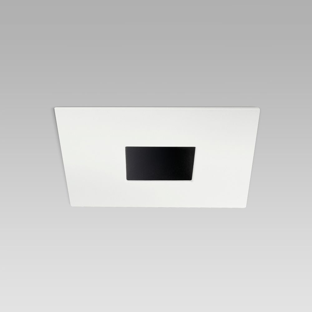 Apparecchio da incasso a soffitto quadrato per illuminazione interna con ottica pinhole simmetrica