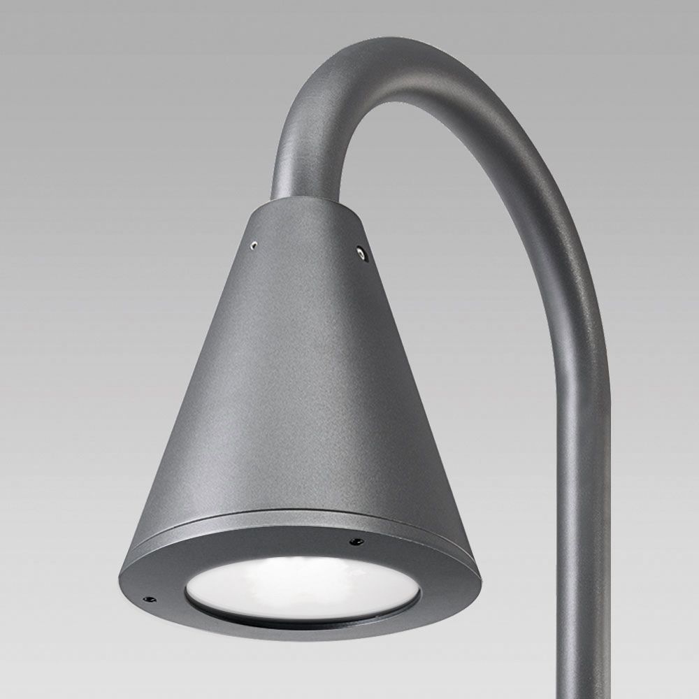 Städtische Einrichtungen  Urban lighting luminaire with conical design, available for wall or pole installation, or in catenary version