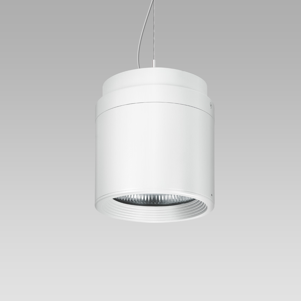 Ceiling mounted or suspended luminaire with an essential and elegant design for architectural lighting