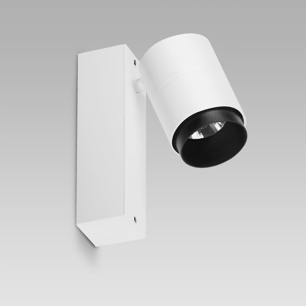 Wall mounted/recessed wall luminaires  Wall-mounted spotlight, that can also be installed on tracks, with compact design and high lighting performance