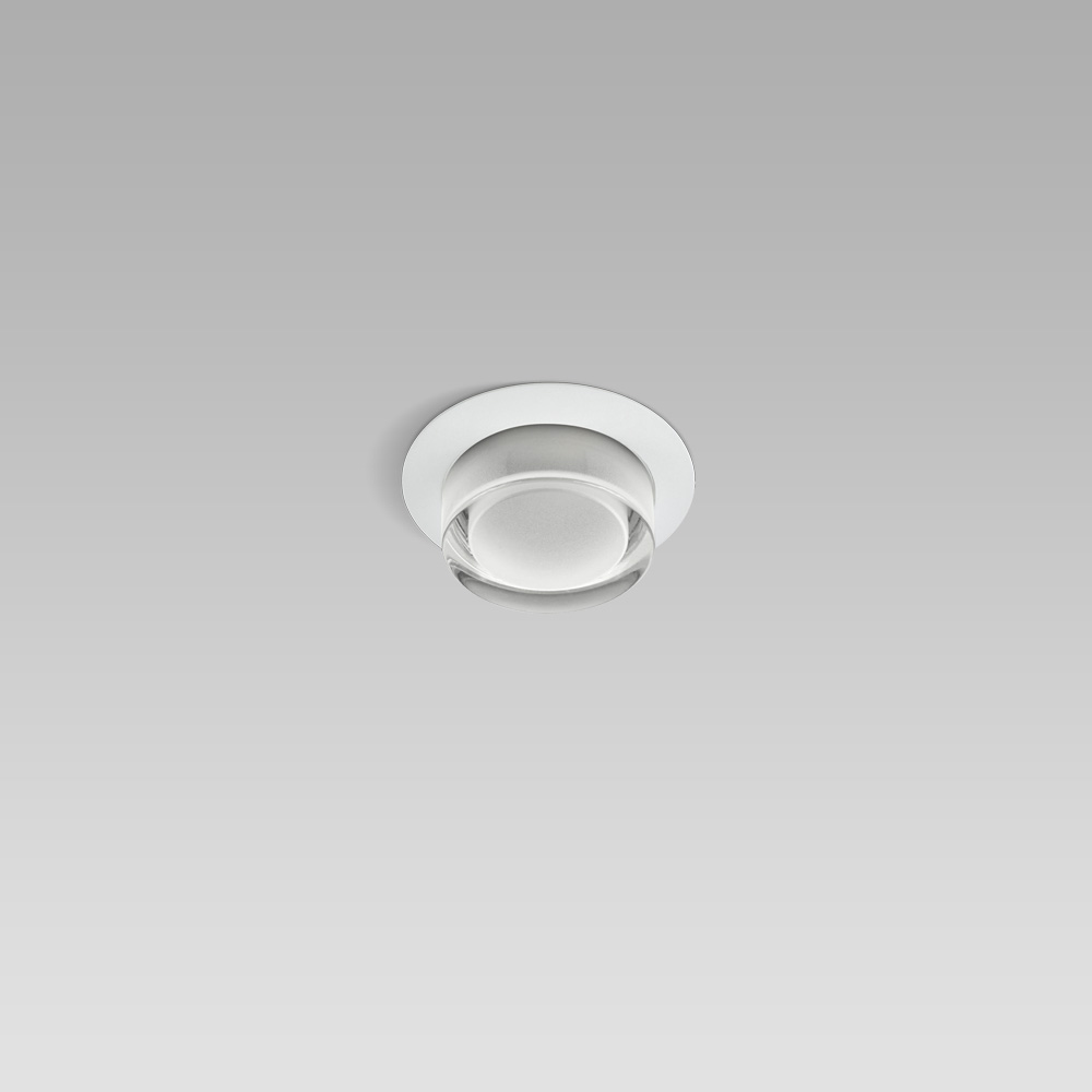 Luminaire encastré au plafond ou au mur pour l'éclairage intérieur et extérieur, de petite taille et au design essentiel.