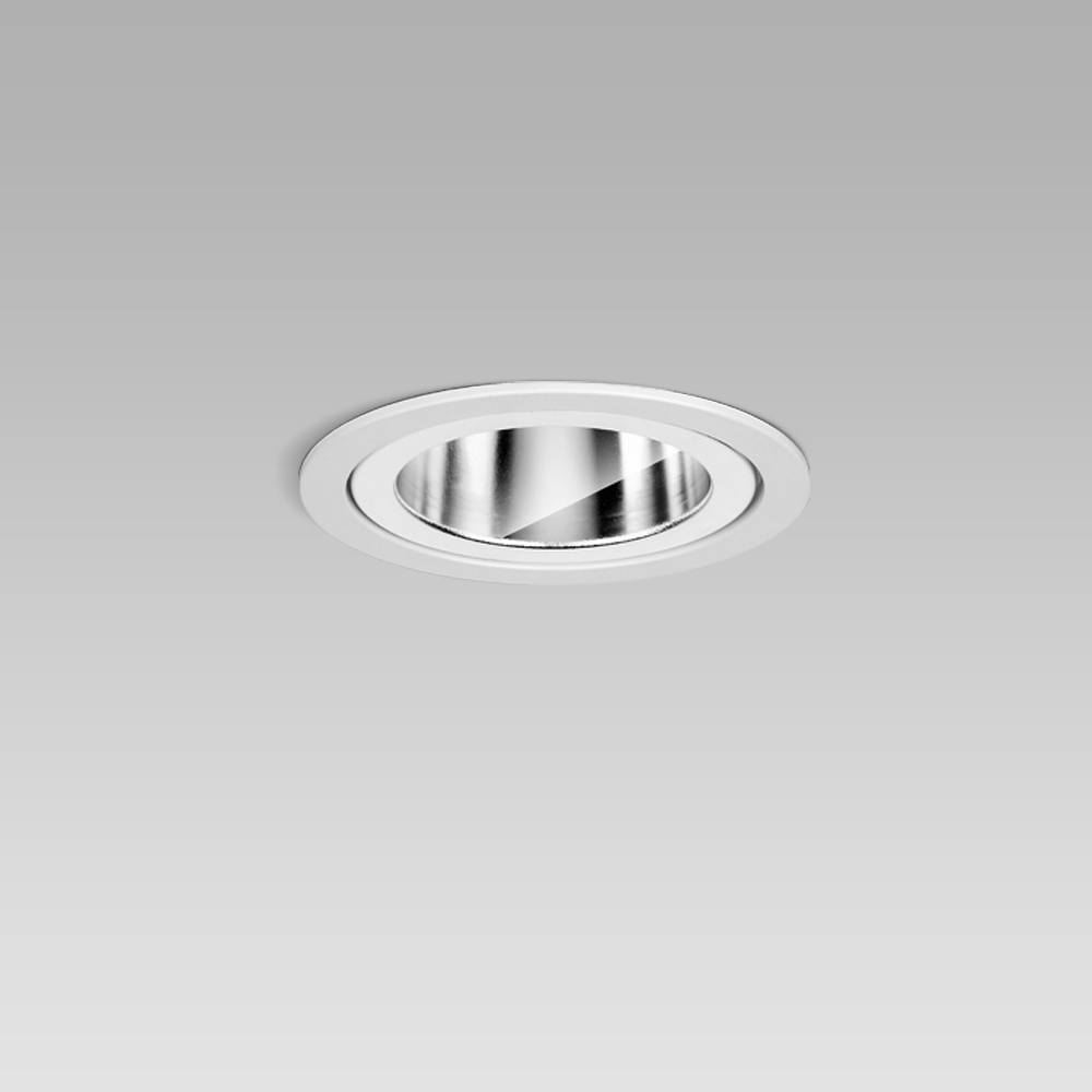 Ceiling recessed luminaire for indoor lighting with elegant round design