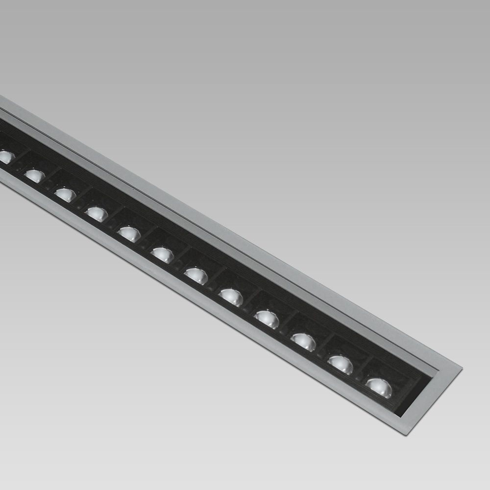 Bodeneinbauleuchten  Linear in-ground luminaire with high performance and a wide range of light beams to create scenographic light effects and suggestive luminous patha