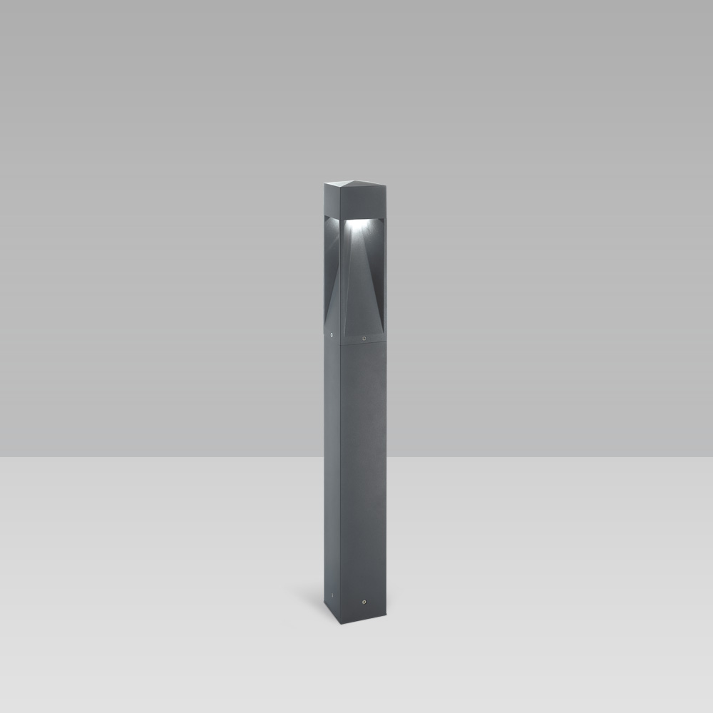 Bollard lights  Bollard light for outdoor lighting featuring a unique, gothic design, with two-way, three-way or radial optic and maximum visual comfort