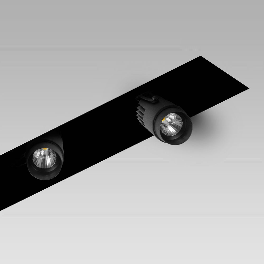 Modular lighting systems  Recessed modular lighting system with adjustable spotlights for indoor lighting