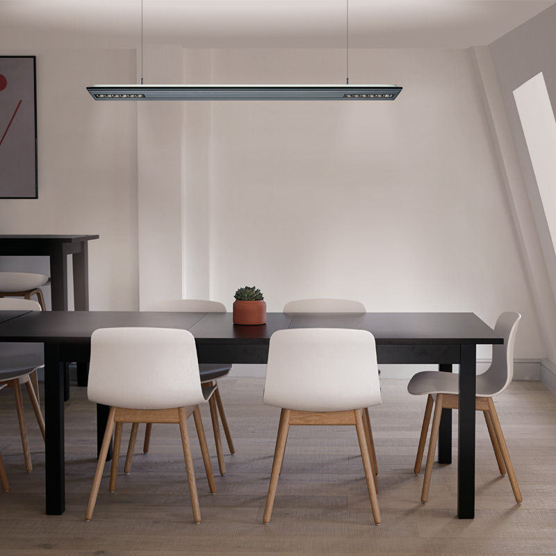 Arcluce VIZOR, suspended luminaire with direct and indirect light